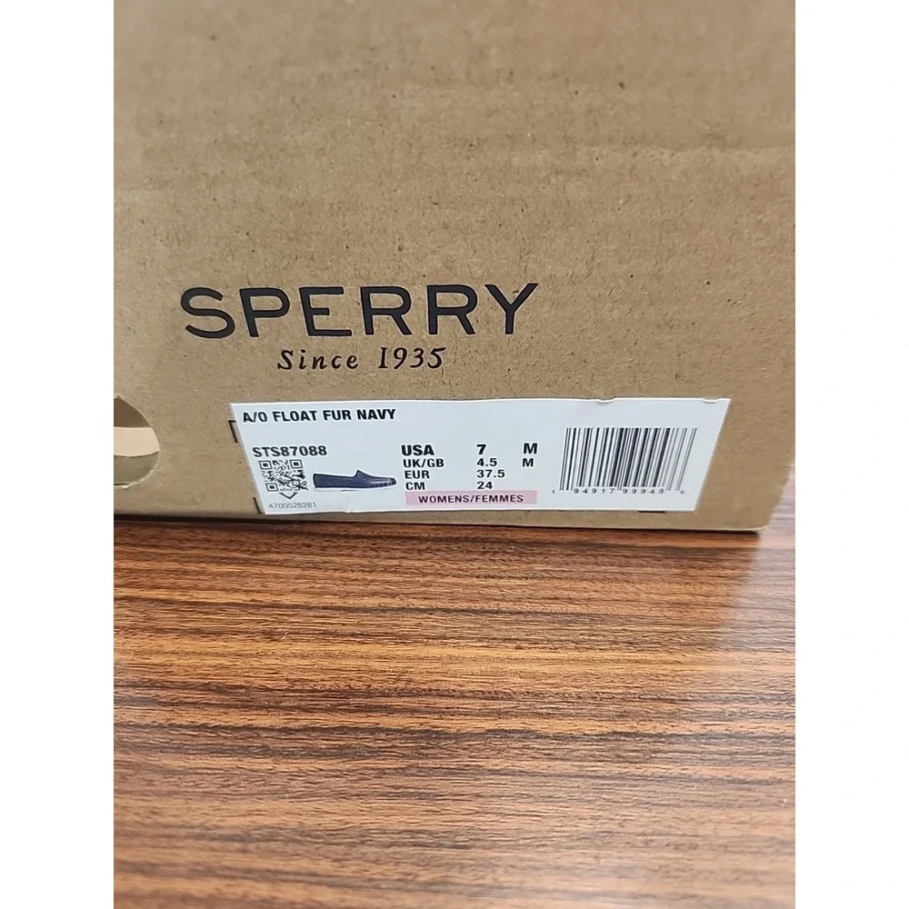 Sperry Fur Lined Cozy Float Boat Womens 7‎ Navy Blue Casual Shoes STS87088